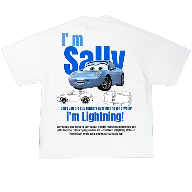 T-shirt sally biały - nadruk na plecach